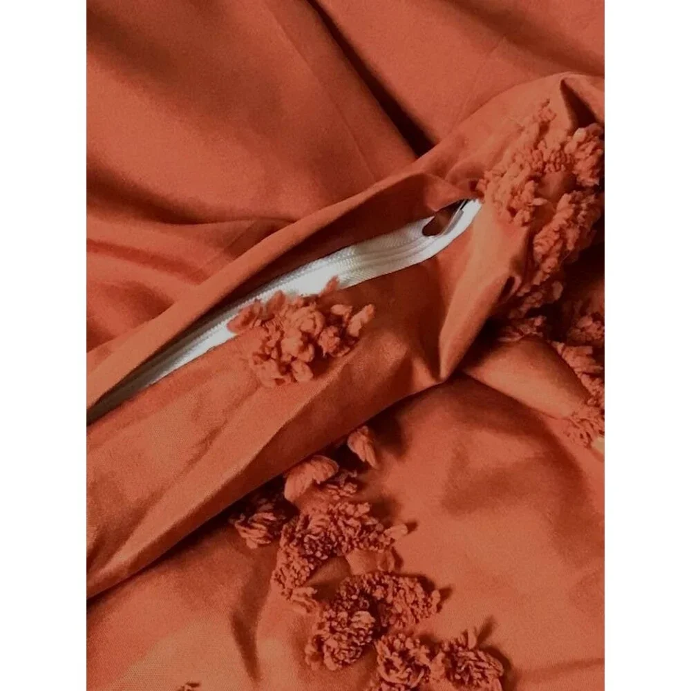Oeko Tex Standard 100 Tufted Full Queen Duvet Cover Bed Rust Chenille Diamond 3
